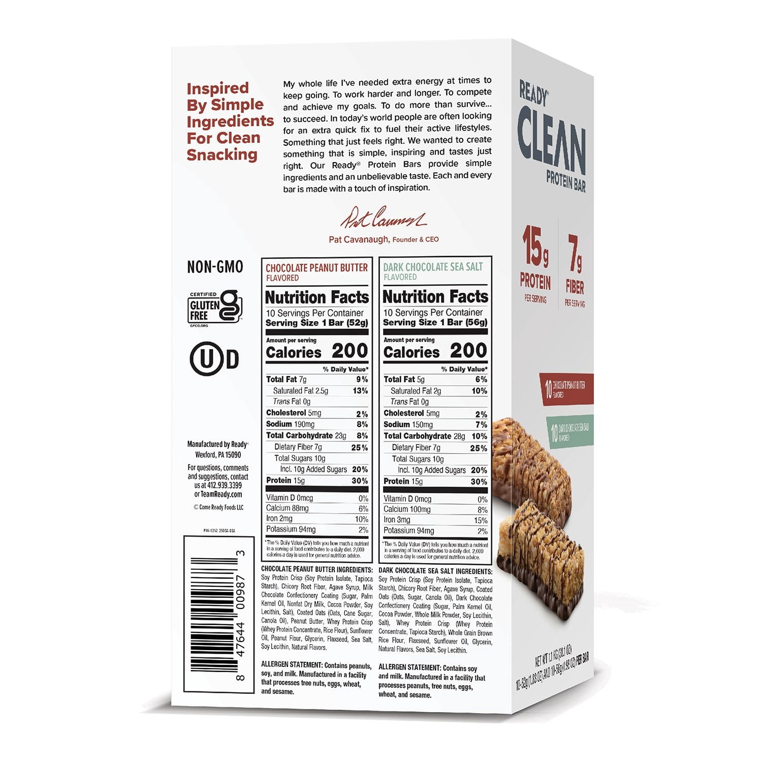 Ready Protein Bar Variety Pack, 20 Count with Bowl