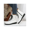 thumbnail image 4 of Frontwalk Women Ankle Boots Casual Combat Boot Side Zip Booties Walking Fashion Shoes Womens Lace Up White 5, 4 of 6