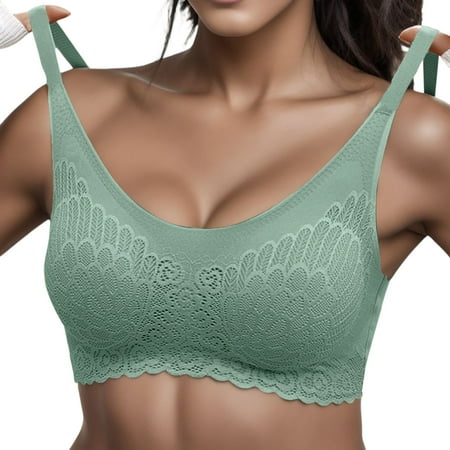 kamemir Wireless Bras for Women Sports Bra for Women  Criss-Cross Back Padded Strappy Sports Bras Medium Support Yoga Bra with Removable Cups(Green L)