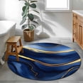 thumbnail image 4 of Round Area Rug 3ft, Navy Blue Marble Gold Foil Non-Slip Non-Shedding Floor Mat, Abstract Geometric Minimalist Style Washable Sturdy Carpet for Living Room Bedroom Home Decor, 4 of 9