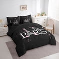 thumbnail image 3 of Homewish Eiffel Tower 7-Piece Reversible Twin Comforter Set for Teens, Black Pink Design, 3 of 8