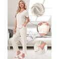 thumbnail image 2 of DARING DIVA Women's Pajama Sets Sleepwear Built-in Shelf Bra Short Sleeve Tops S Beige, 2 of 7