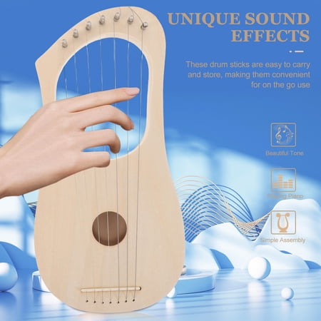 WHAMVOX 1 Set Lyre Harp Diy Kit With Strings For Beginners And Kids Make Your Own Wooden 7 String Instrument With This Easy Assembly Set