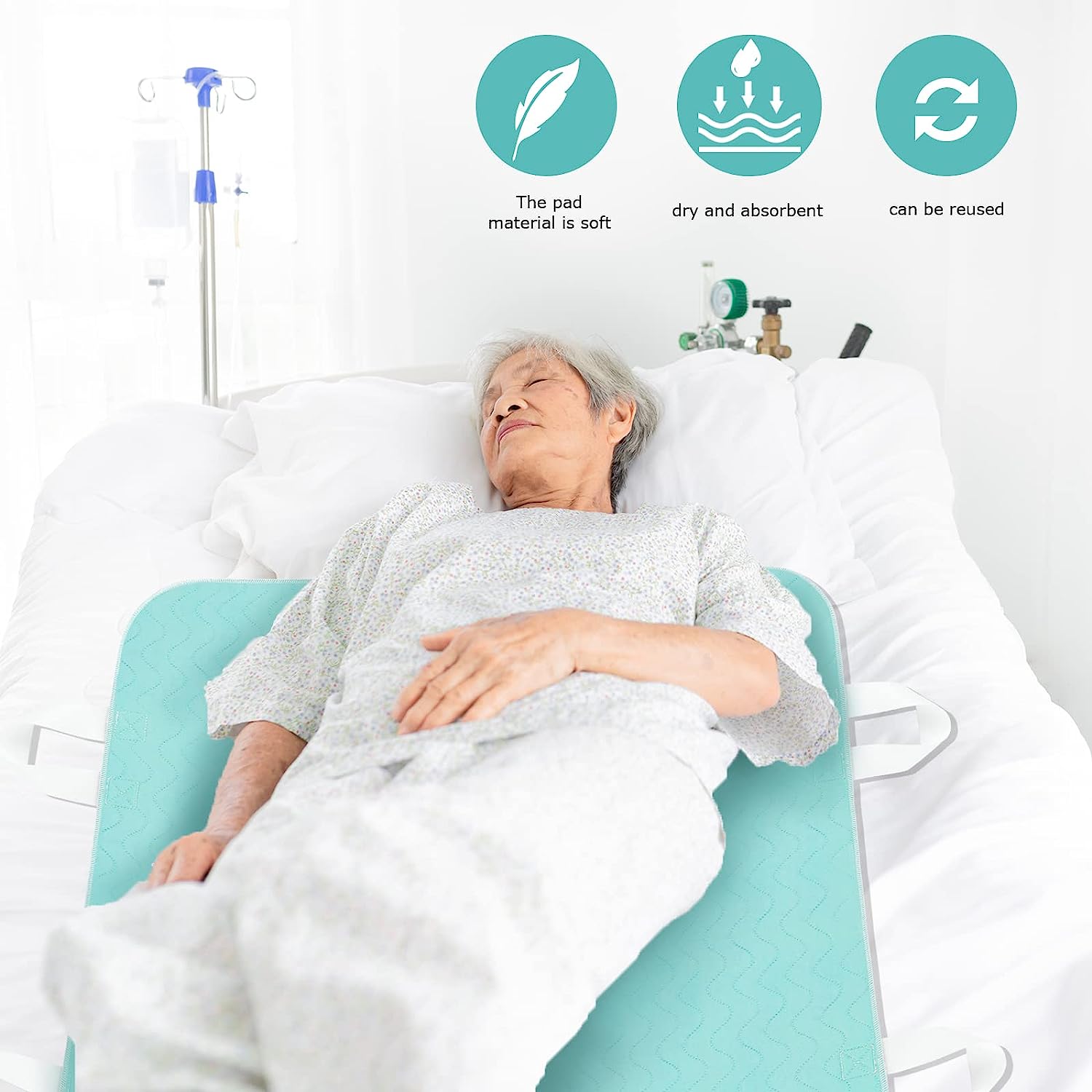 2pcs 24x36" Waterproof Reusable Positioning Bed Pad with Handles Incontinence Bed Pad