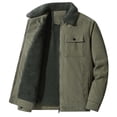 thumbnail image 2 of Fleece Lined Corduroy Jacket Men Long Sleeve Loose Casual Lapel Collar Zip Up Warm Coats with Pockets Fall Winter Outerwear, 2 of 7