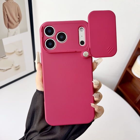 Slim Case for iPhone 17 Pro Max, 2MM Camera Lens Sliding Design Sleek Candy Colors Protective Cover with Military Grade Soft Lining Silicone Skin-Friendly Case for iPhone 17 Pro Max, Red