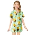 thumbnail image 2 of JAJAHO Girl Clothes Summer 2 Piece Outfits Short Sleeve Button Up Lapel Shirts And Shorts Home Clothing Set For Kids 2-13 Years Comfortable Outfit, 2 of 3