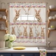 thumbnail image 3 of Easter Rabbit Swag Curtains Valance & Tier Set, Watercolor Basket Eggs Floral Linen Texture 3 Pcs Set Kitchen Swag Valances and Tiers 24 Inch Length Rod Pocket Curtain Drapes for Bedroom, 3 of 9