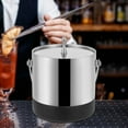 thumbnail image 5 of Stainless Steel Ice Bucket Store Ice Cubes & Drinks W/Ice Tong 1.4L/0.37gal for Bars, Home Garden, KTVs, Cafes 5.43*5.43in, 5 of 19