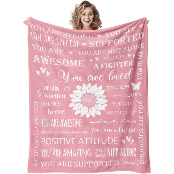 Get Well Soon Gifts for Women After Surgery, Inspirational/Relaxation Gifts for Women, Sympathy Gift, Spiritual/Thinking of You/ Feel Better/Cancer Care Gifts for Women, Healing Hug Blanket 60''x50''