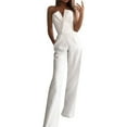 thumbnail image 1 of 2025 Women Solid Tube Top Lace Jumpsuit Sleeveless Rompers Cold Shoulder Woman Jumper Suit Pocket, 1 of 5