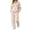 Beige, variant on JIAYUE Women 2 Piece Set Solid Color Long Sleeve Hoodies With Jogger Pants Outfit for Party Wear