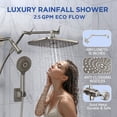 thumbnail image 2 of Ophanie 12 Inch Coverage High Pressure Rain Shower Head Combo with Extension Arm - Wide Rainfall & 5 Modes Handheld Showerhead, Dual Anti-Clog Nozzles for Ultimate Shower Experience, Starlight, 2 of 10