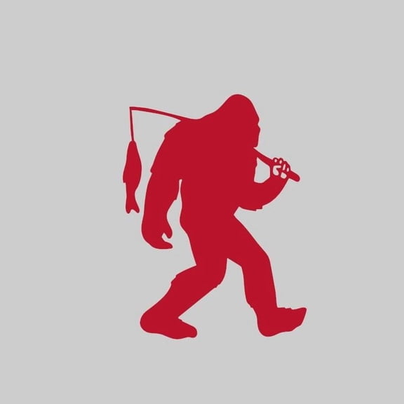 Bigfoot Fishing Sasquatch Lake River Vinyl Decal Sticker UV & Waterproof Bumper Window Laptop Automotive Water Bottle Gift accessories – RED 6"