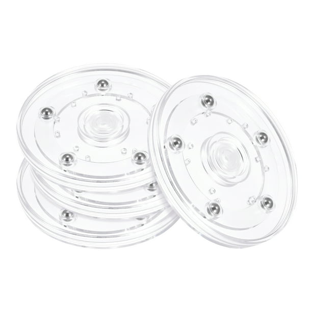Soporte giratorio de 4 pulgadas con base de bola de acero Lazy Susan, giratorio, transparente, paquete de 4
