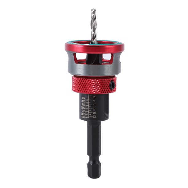 Juego De Brocas Avellanadoras De 4 Cuchillas Con Función De Límite De Contacto Con Madera Juego De Brocas Avellanadoras De Profundidad Ajustable Para Ocultar Tornillos Rojo