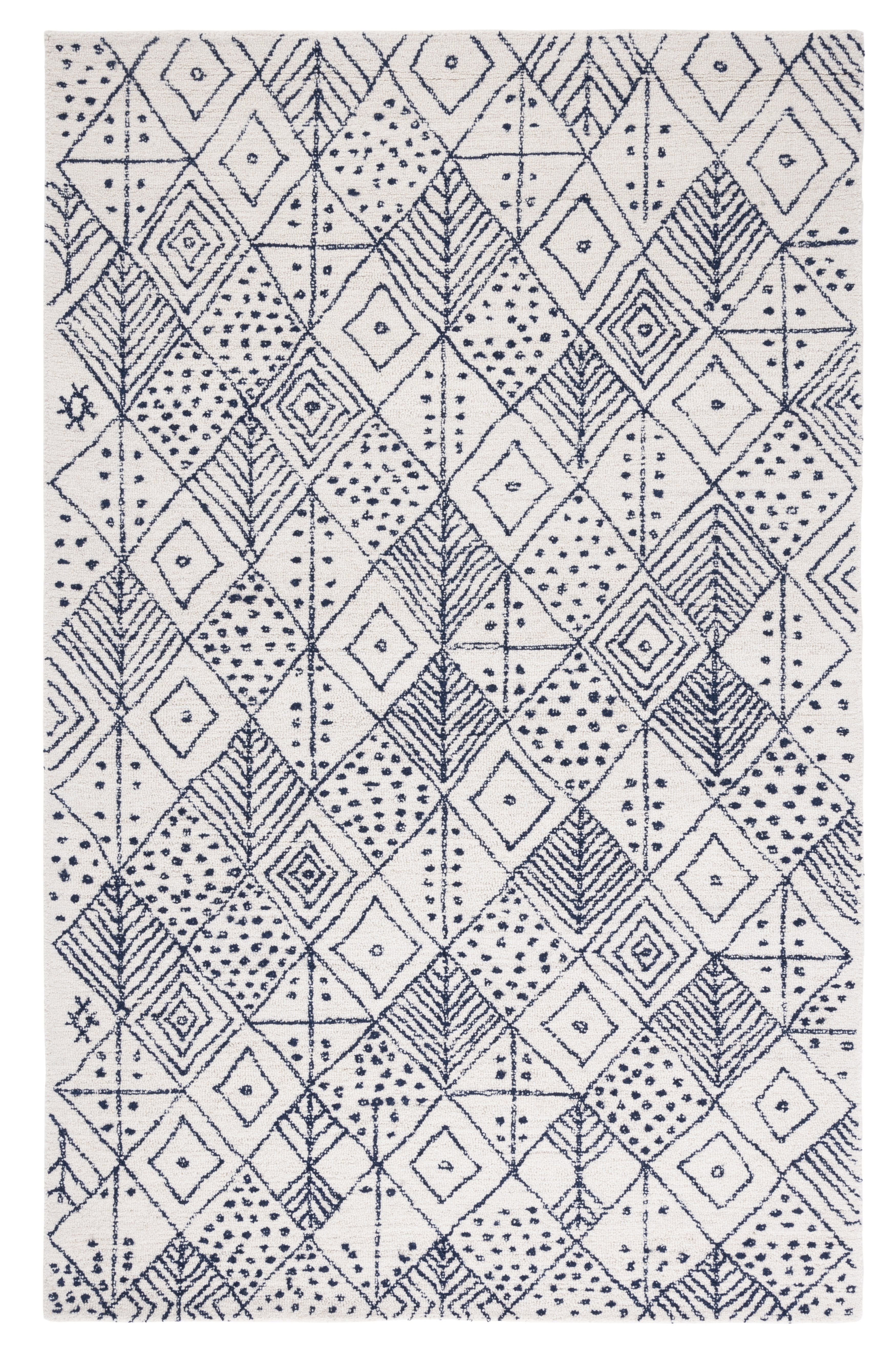 SAFAVIEH Casablanca Santana Diamond Area Rug, Ivory/Blue, 8' x 10'