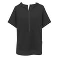 thumbnail image 6 of Xudanell Womens Clothes Fashion Half Zip Hoodie Short Sleeve Pocket Oversized Comfort Colors Sweatshirt Top Black XL, 6 of 7