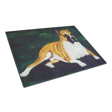 Carolines Treasures AMB1064LCB Dempsey Boxer Glass Cutting Board Large 12H x 16W multicolor