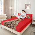 thumbnail image 4 of Manfei Animal Cheetah Full Size Sheets 4-Piece for Teens Adults,Woodland Animal Breathable Bed Sheets,Exotic Style Lightweight Sheet Sets,Lightweight Room Decor, 4 of 7