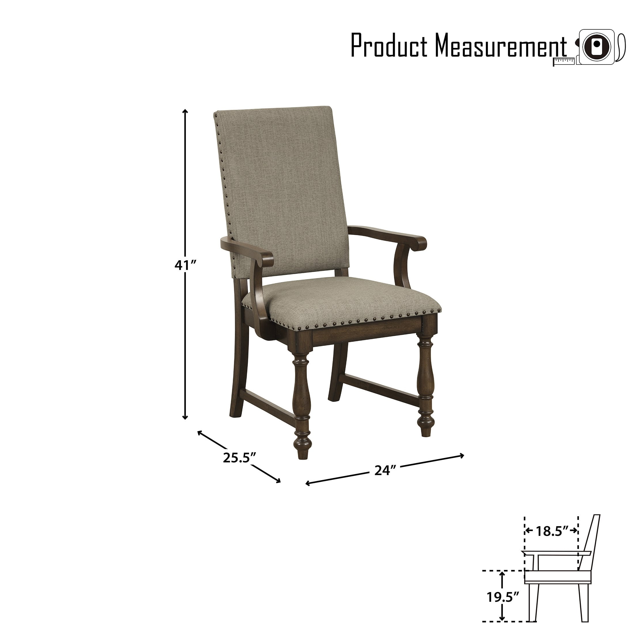 OakvillePark Hazard Dining Arm Chair (Set of 2), Brown