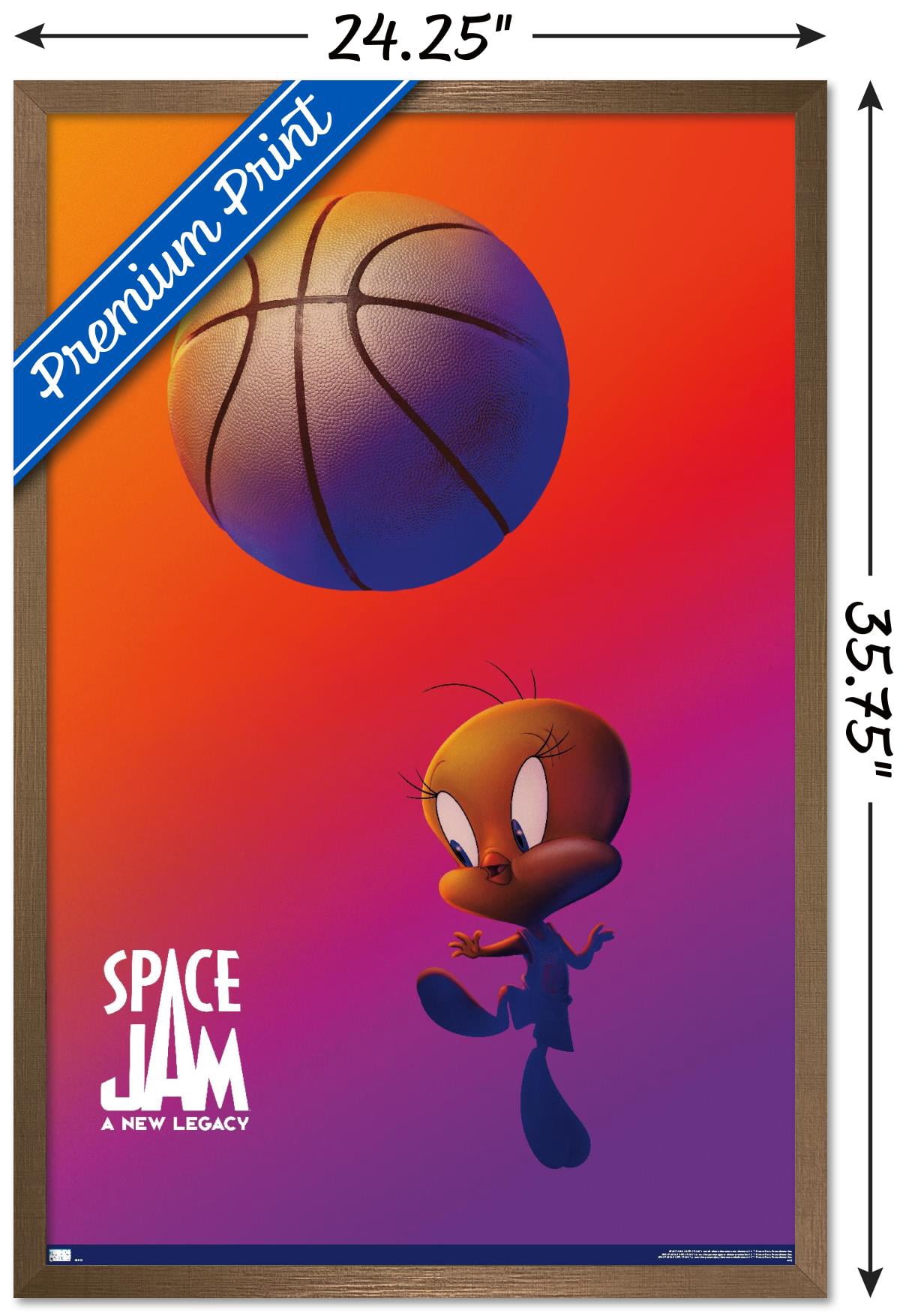 Space Jam: A New Legacy - Tweety One Sheet Wall Poster, 22.375" x 34", Framed