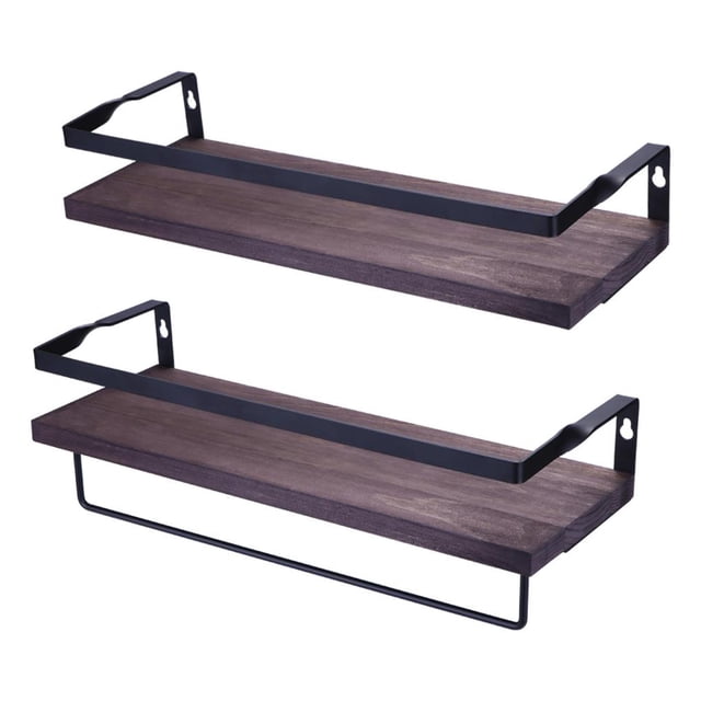 Estantes De Almacenamiento Flotantes Modernos Estantes De Almacenamiento Montados En La Pared Estantes De Pino De Hierro Cocina Baño Dormitorio 2 Uds. Inevent HA025725-02