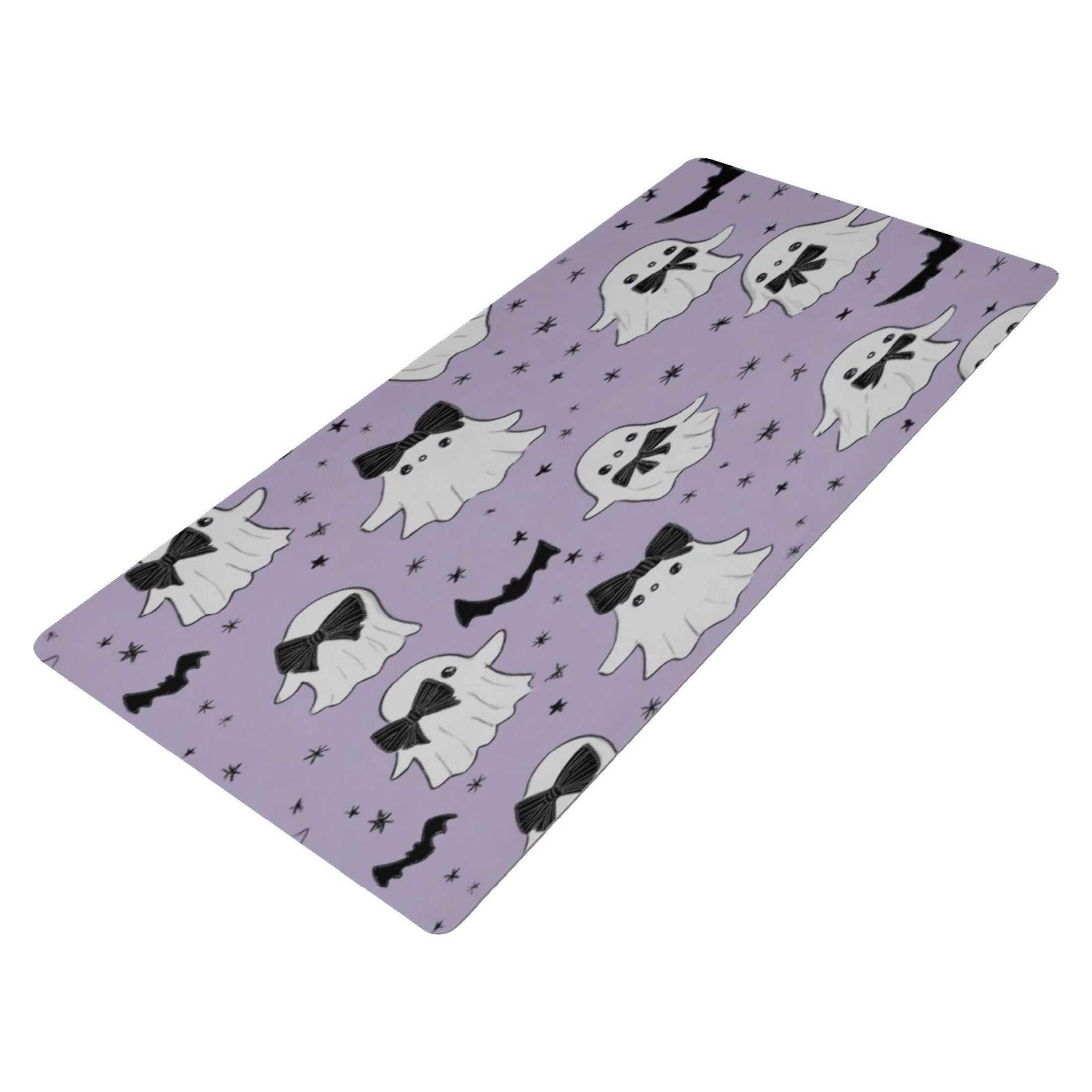 Leather Keyboard and Mouse Desk Mat Office Desk Accessories Protective Office Desk Decor Desk Pad Mat for Gaming, Work from Home, Office Ghost with A Bow Tie 23.6" x 47.2"