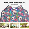 thumbnail image 4 of Daiia happy Skull rose Pattern Women's Fashion Hoodies & Sweatshirts with Kangaroo Pocket Hooded Sweatshirt with Eye-catching Drawstrings-Small, 4 of 7