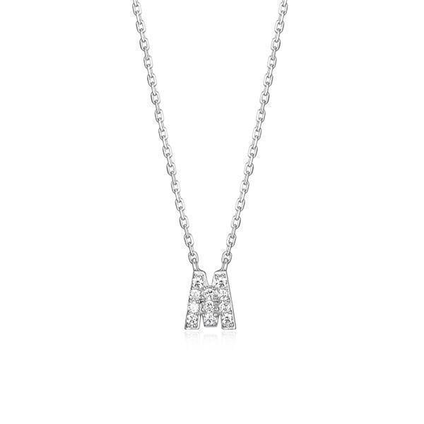 Diamondlite Cubic Zirconia Mini Initial M Necklace - Silver