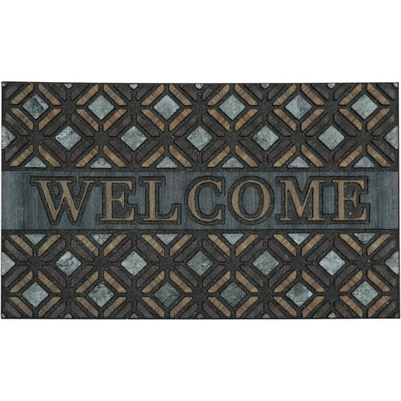 Mohawk Home Doorscapes Mat Kingsley Inlay Mat Scatter, 1'6"x2'6", Brown & Grey