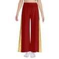 thumbnail image 3 of Miutii Girls Lyrical Praise Dance Dress One Shoulder Color Block Metallic Tunic and Worship Wide Leg Pants Set Burgundy 10, 3 of 7