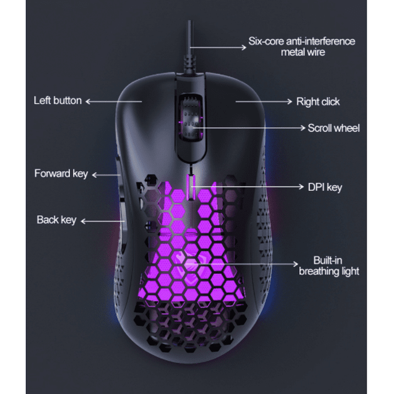 Drag-free Soft Paracord$Wired Gaming Mouse with 6400 DPI, 6 Programmable  Buttons and On-Board Pro Game Software, RGB Ergonomic Gaming Mouse for PC  Gamer Computer Laptop 
