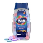 TUMS Ultra Strength Heartburn Relief Chewable Antacid Tablets, Berry, 160 Count