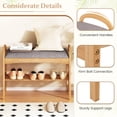 thumbnail image 6 of Costway Bamboo Entryway Shoe Bench 2-Tier Shoe Rack with Padded Seat Cushion for Hallway, 6 of 10