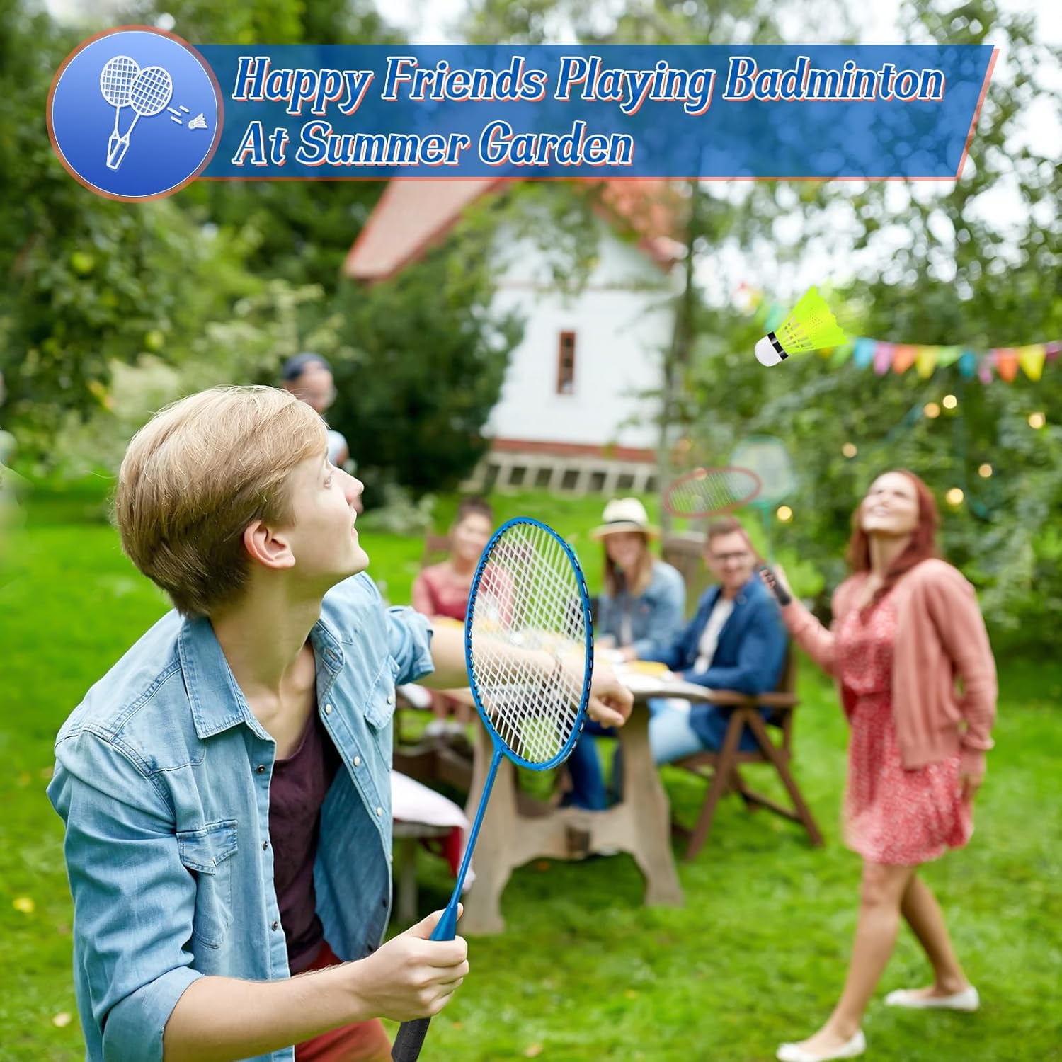 12 Pack Badminton Rackets Set Including Badminton Racquets, Nylon Shuttlecocks and Carry Bag for Outdoor Backyard Games Beginners