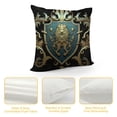 thumbnail image 4 of JEUXUS  Medieval Throw Pillow Cushion Cover, Heraldic Design from Middle Ages Coat of Arms Crown Lions and Swirls, Decorative Square Accent Pillow Case,Teal Cinnamon, 4 of 5