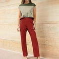 thumbnail image 4 of FAIWAD Women's Summer 2 Piece Outfits Cap Sleeve Slit Cropped Top and Wide Leg Pants Lounge Tracksuit, 4 of 4