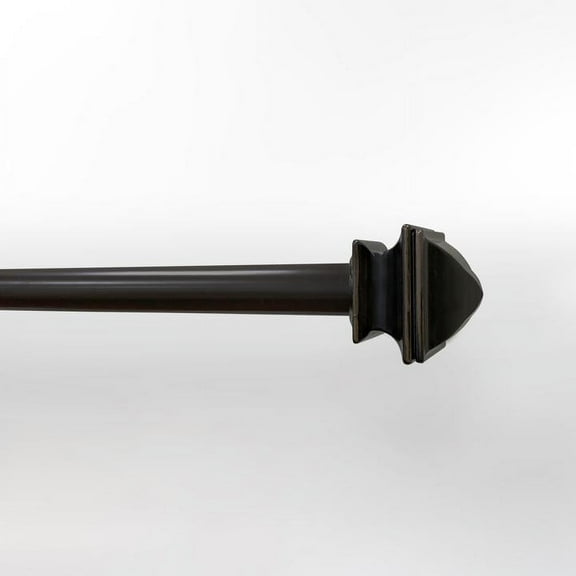 Lumi 5/8" Single Drapery Curtain Rod, Faceted Square Finials, Oil Rubbed Bronze