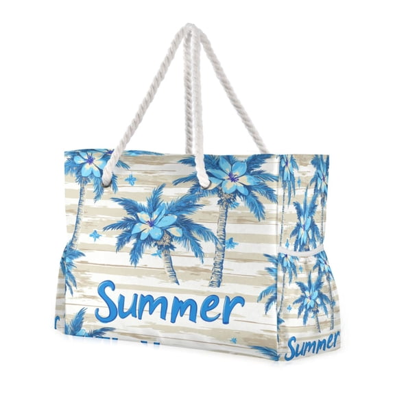 DIXRUYEE Beach Cooler Travel Tote Bags Beach Bag Fashion Blue Island Escape Printed