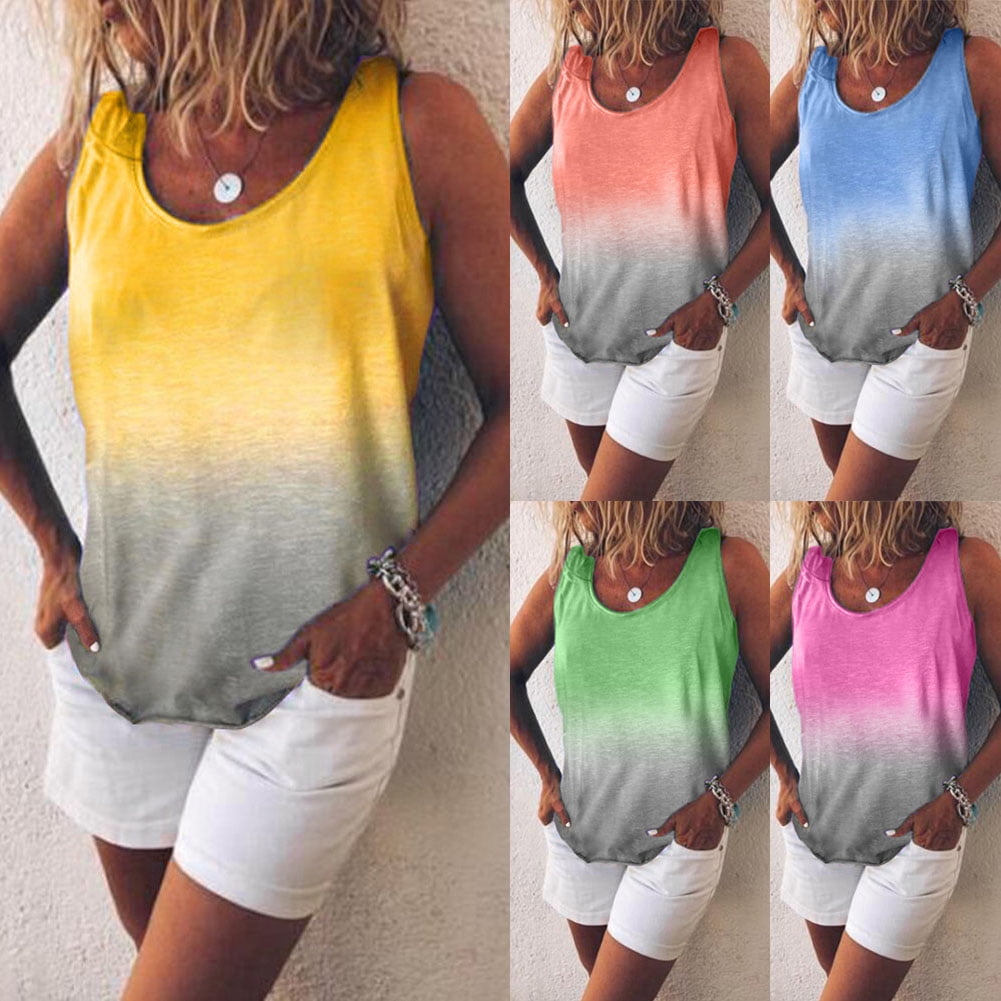 New Womens Ladies Girls Stretchy Colored Vest Top Summer Strappy Vest Plus Size