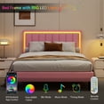 thumbnail image 6 of 4 EVER WINNER Queen Size LED Bed Frame, Pink Queen Bed Frame with LED Light Headboard, PU Leather Upholstered Bed Frame, Pink, 6 of 7