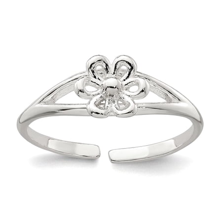 17.3mm 925 Sterling Silver Polished Flower toe ring toe ring for Women - .9 Grams