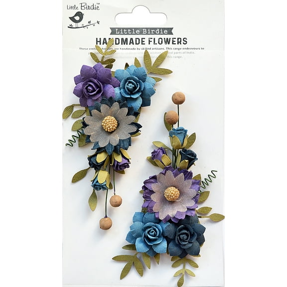 Little Birdie Fairy Rosa Paper Flowers 2/Pkg-Purple Passion