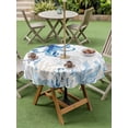 thumbnail image 4 of Outdoor Tablecloth with Umbrella Hole for Patio/Picnic/Party/Camping, Blue Octopus Coastal Waterproof Table Cloth Round Cover Washable, Summer Beach Nautical Ocean Coral Starfish (Dia 54"), 4 of 8