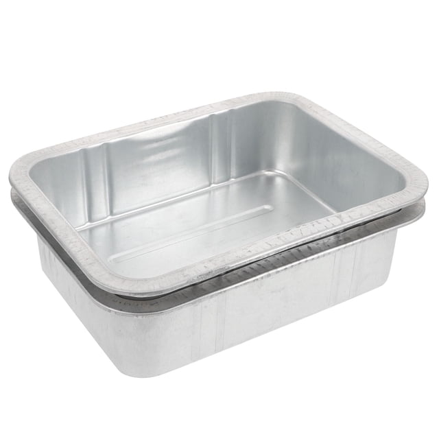 CIMAXIC 2Pcs Steel Oil Drain Pan Silver Leakproof Automotive Waste Oil Collector for Maintenance
