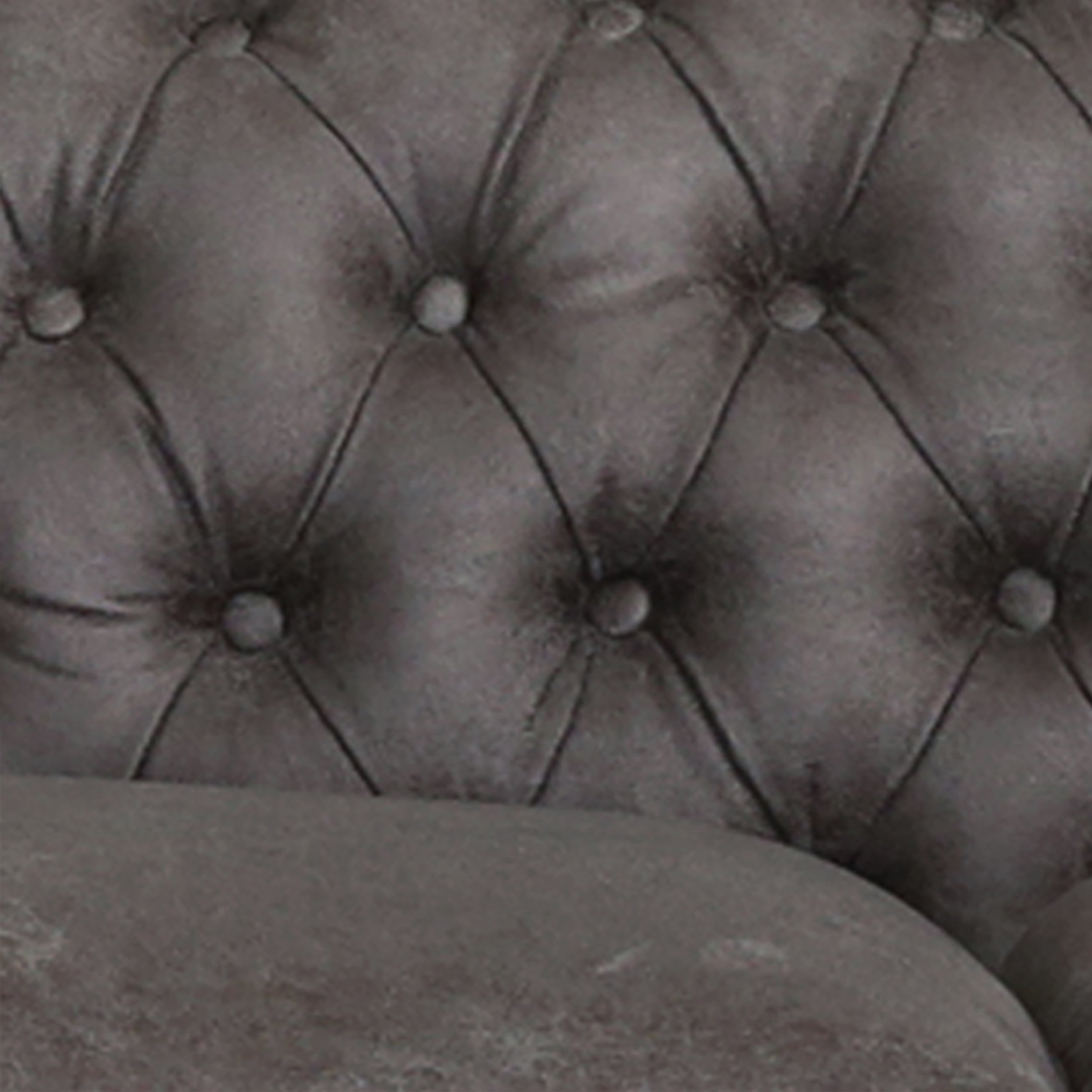 Noble House Aaniya Tufted Microfiber Sofa, Slate, Dark Brown