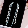 thumbnail image 2 of New Long Fringed Earrings Fashionable Zircon Silver Needle Earrings High-end Water Drop Geometric Earrings, 2 of 20