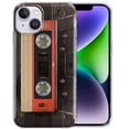 thumbnail image 1 of WIRESTER Transparent Soft Gel TPU Clear Case Slim Protective Cover for Apple iPhone 14 Plus 6.7" 2022, Red Vintage Cassette Tape, 1 of 3