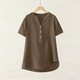 thumbnail image 6 of Roncen Womens Short Sleeve Shirts V Neck Collared Button Down Shirt Tops with Pockets, 6 of 8